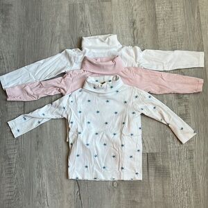 The Beaufort Bonnet Company Kids Turtleneck Tops - White, Pink, Blue Floral